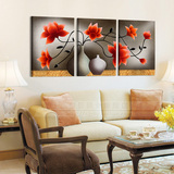客厅装饰画现代简约无框三联画卧室挂画沙发背景墙壁画 艺术花瓶