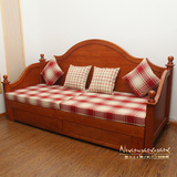 暖洋洋美式乡村实木沙发床 松木小空间床 环保家具特价定制