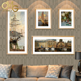 欧木格油画玄关照片墙餐厅挂画卧室相框墙复合实木客厅装饰画壁画