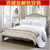 美式乡村床法式复古做旧实木床法式乡村风格双人床1.8米卧室家具