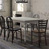 法式loft工业风破旧餐桌椅组合简约欧式白色擦旧长方桌美式地中海