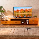 纯实木电视柜组合中式伸缩地柜矮柜简约现代橡木电视机柜客厅家具