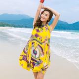 波西米亚沙滩裙海边度假裙 巴厘岛旅游必备女雪纺短裙 大码显瘦