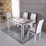 理石钢化玻璃餐桌椅组合餐桌伸缩欧式餐桌餐台组合AB小户型实木大