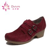 Daphne/达芙妮特价正品时尚牛皮皮带扣粗跟舒适女单鞋1013404050