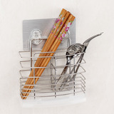 旭都不锈钢筷子筒 创意双筒筷子笼沥水筷筒筷子架 吸盘筷子盒挂钩