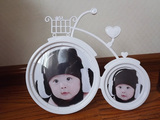 通韩式宝宝摆台新款白色人气儿童5寸7寸创意自行车组合相框 卡