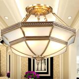 美式纯铜半吊客厅卧室餐厅吸顶灯饰灯具欧式全铜吸顶灯