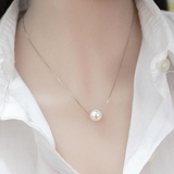 S925纯银时尚饰品路路通一颗珍珠项链吊坠锁骨链女短款日韩版