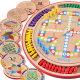 儿童套装玩具飞行棋跳棋儿童磁性折叠便携棋盘五子棋 十合一