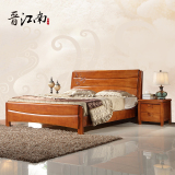 晋江南简易实木床橡木双人床1.8米简约现代中式纯实木家具包邮