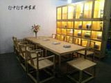 新中式实木老榆木茶桌会议桌免漆书桌实木办公桌椅餐桌茶室椅家具