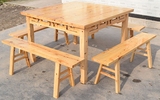 檀梨坊 柏木餐桌实木做旧复古餐桌八仙桌子 仿古餐桌餐椅组合家具