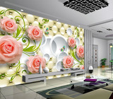 大型壁画欧式3D立体软包玫瑰电视背景墙温馨现代卧室客厅墙纸壁纸