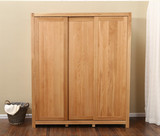 日式家具实木大衣柜白橡木衣柜推拉一二三门大衣橱门储物柜子卧室