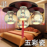 中式灯具欧式陶瓷木艺吸顶灯古典客厅卧室书房餐厅4头吸顶灯特价