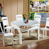 成都实木伸缩折叠餐桌餐椅 现代简约家用钢化玻璃烤漆餐桌椅组合