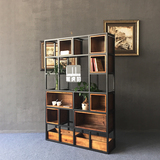 铁艺简约现代实木隔板复古置物架层架创意书架展示架书柜屏风隔断