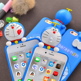 韩国代购3d立体机器猫手机壳iPhone6s苹果6plus卡通硅胶保护套4.7