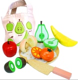 出口日本1-3岁木制仿真磁性切切乐 益智磁铁水果蔬菜切切看玩具