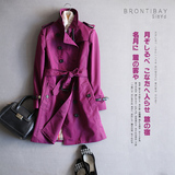Brontibay2015春季新品女春秋欧洲站女士风衣中长款女式风衣外套