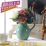包邮陶瓷花瓶摆件现代时尚冰裂水壶花瓶摆件创意简约客厅装饰品