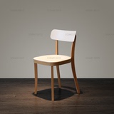 促销日式咖啡靠背餐椅天然实木榉木简约北欧小户型白色餐椅休闲椅