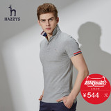 Hazzys哈吉斯青年男士短袖t恤夏季纯色修身纯棉polo衫潮英伦男装