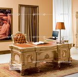 欧式实木雕花书桌书柜组合别墅 贵族法式描金彩绘书桌椅新款热卖