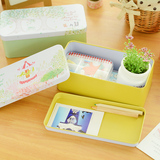 韩国双层文具盒优凡小清新学生创意儿童铅笔盒 马口铁收纳盒