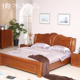 榆木床新款全实木1.8米双人床厚重现代中式婚床老榆木卧室家具