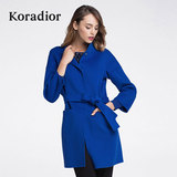 Koradior/珂莱蒂尔正品春款女装欧美时尚修身显瘦风衣外套呢大衣
