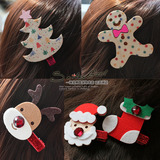 韩国进口发饰头饰 圣诞节儿童雪人圣诞树麋鹿鸭嘴夹边夹发夹BB夹
