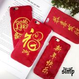 热卖206猴年新款毛绒刺绣iphone6plus手机壳苹果6s红色保护套创意