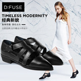 D：Fuse/迪芙斯2016春季新款牛皮尖头鱼骨低跟单鞋女鞋DF61114011