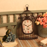 美式创意鸟笼时尚挂钟欧式墙壁装饰现代时钟客厅餐厅卧室钟表包邮