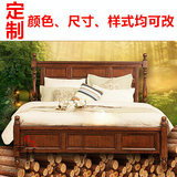 美式乡村风格全实木床双人床婚床柱子床四柱床1.5/1.8米定制家具