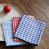 日式纯棉格子餐垫餐巾 棉麻格子餐布 西餐餐巾餐桌垫碗垫三色可选