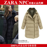 Zara香港代购2015冬装欧美大牌修身中长款棉衣大码羽绒棉外套女