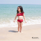 韩国外贸儿童节泳衣女孩女童可爱宝宝荷叶边比基尼拍照温泉游泳装