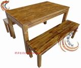 实木庭院桌椅组合休闲长凳长桌碳化防腐仿古桌椅松木方凳餐桌椅