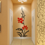 创意玄关花水晶亚克力3D立体墙贴画墙壁房间装饰品背景墙客厅卧室