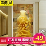 塞丽雅 3d立体玉雕花瓶 走廊玄关背景墙 无缝无纺布墙纸壁画
