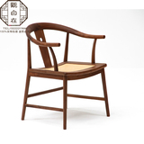 中式实木圈椅 明清仿古水曲柳原木禅意茶椅 现代简约客厅书桌椅子