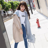 2016秋装韩版蝙蝠袖bf风大码两面穿风衣女中长款休闲时尚印花外套