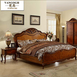 美式简约双人床实木深色欧式古典实木床1.8米大床卧室结婚床家具