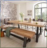 美式LOFT实木仿古餐桌 铁艺办公桌咖啡桌宜家桌椅组合学生桌万达