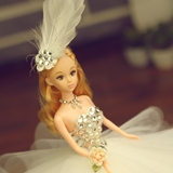 芭比娃娃婚纱拖尾豪华套装大的裙结婚儿童生日节礼物玩具新娘公主