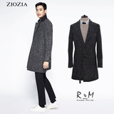 ZIOZIA中长款呢大衣男韩国专柜正品代购2015冬新款西服羊毛呢外套