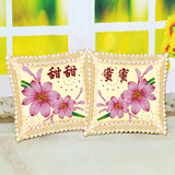 十字绣包邮印花卧室系列欧式花边抱枕免特价结一对含枕芯甜甜蜜蜜
